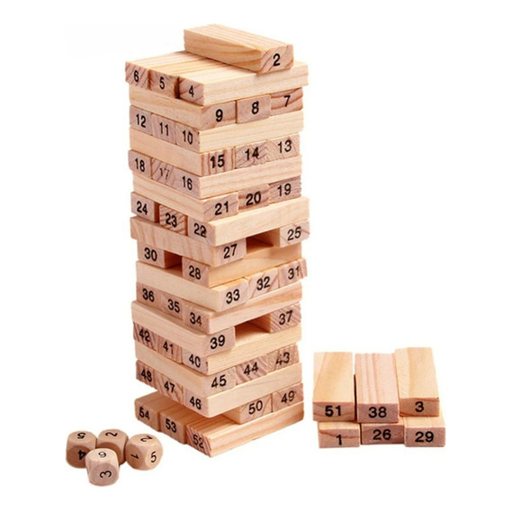 Juego Torre Equilibrio De Madera Números Dados 23.5cm