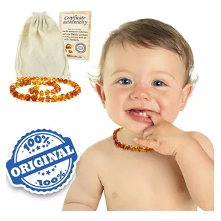 Colar Âmbar Báltico Bebê Dentição Infantil 33 Cm Certificado