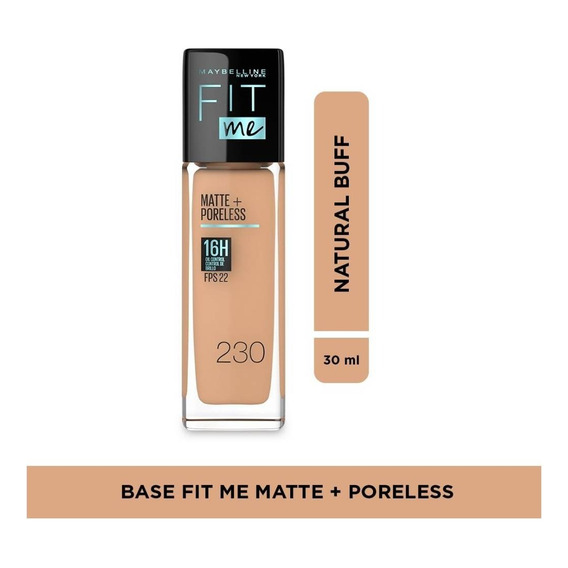 Base de maquillaje líquida Maybelline Fit Me Matte + Poreless- Base De Maquillaje Maybelline Fit Me Matte + Poreless De 30ml tono 230 natural buff - 30mL 30g