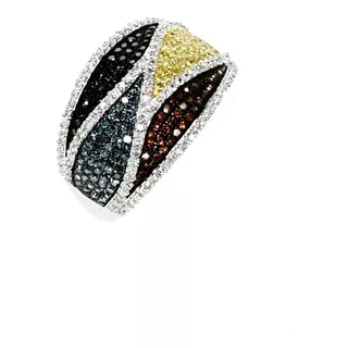 Anillo 288 Diamantes Pavèe Multi Color  - Free Watch