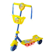 Patinete Dm Toys  Com Cesta Floresta Divertida  Amarelo E Azul  Para Crianças