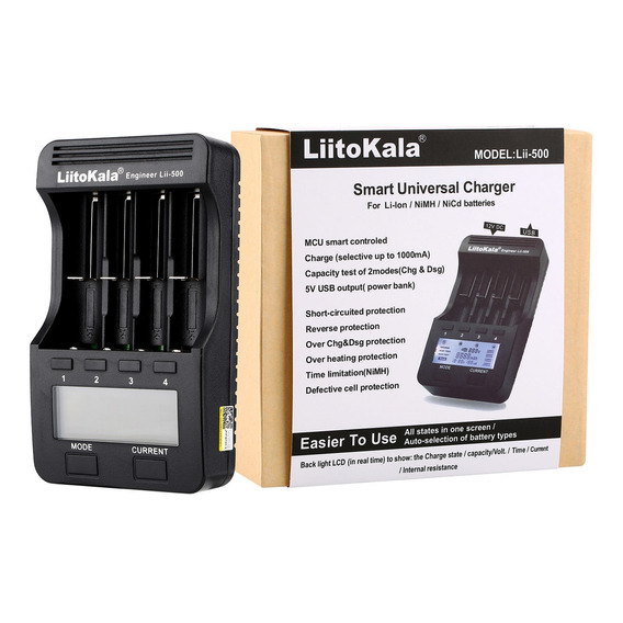 Liitokala Lii-500 Cargador De Batería Inteligente W/ 4 Bater