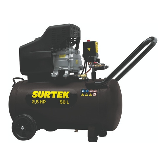 Compresor de aire eléctrico portátil Surtek COMP550B 50L 2.5hp 127V 60Hz negro