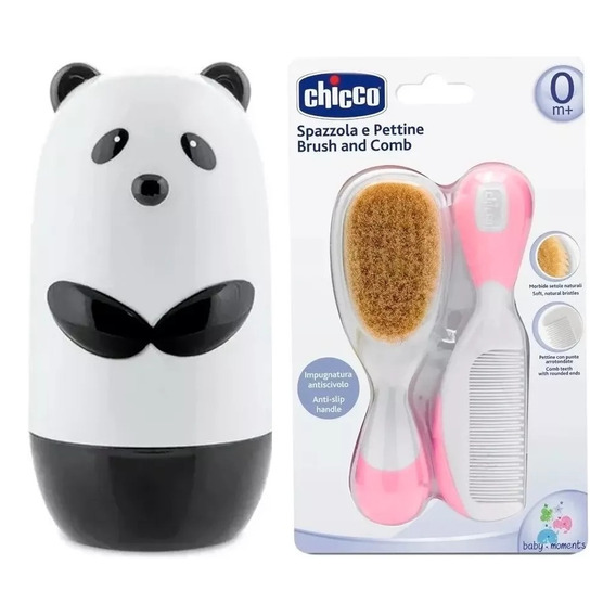 Set Higiene Chicco Panda Peine Cepillo Alicate Nena 