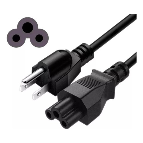 Cable De Corriente Trifasico Para Laptop ( Trebol ) Color Negro