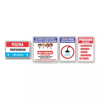 Placas De Informação Para Piscina Regras Uso Profundidades