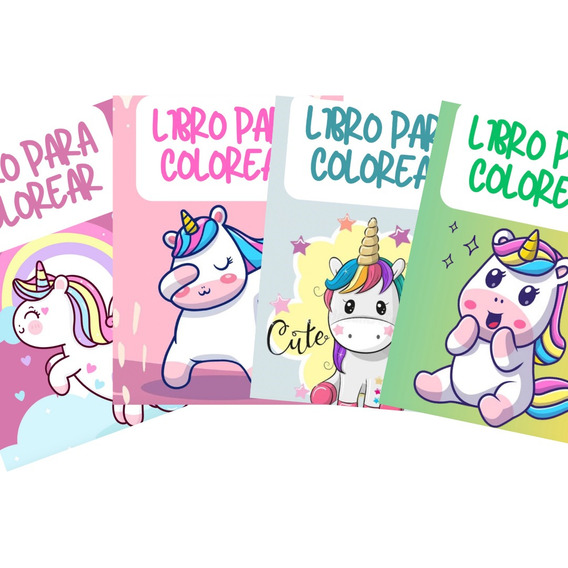 Pack 4 Libros Para Colorear De Unicornio