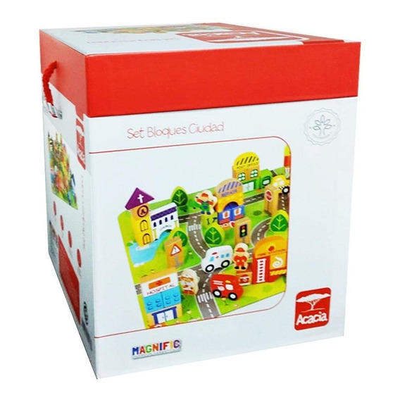 Set Bloques Apilables Ciudad De Madera + Puzzle - Del Tomate