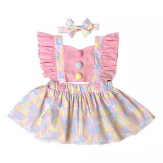 Roupa De Bebê Romper Menina Tema Circo Top C/ Laço Lindo 