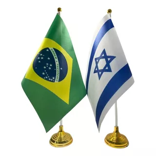 Bandeira Brasil E Isarel Pedestal Para Mesas De Igrejas