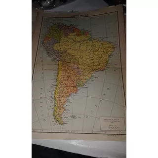 Mapa Plano America Del Sur Politico Guayanas Brasil Ecuador