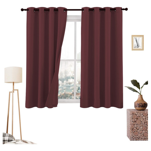 Cortinas Blackout 275cm Ancho X 160cm Alto - En 2 Páneles Color Vino