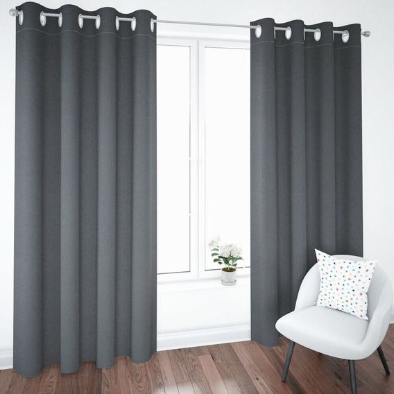 Cortina Blackout Rebeca - 2 Paneles - 290x 225cm De Altura Color Gris Claro