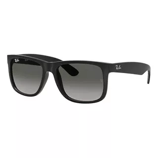 Gafas De Sol Ray-ban Justin Classic Small Con Marco De Nailon Color Matte Black, Lente Grey De Policarbonato Degradada, Varilla Matte Black De Nailon - Rb4165