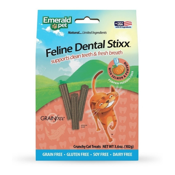 Premios Para Gatos Dental Stixx. Salmón Y Calabaza 3.6 Oz.