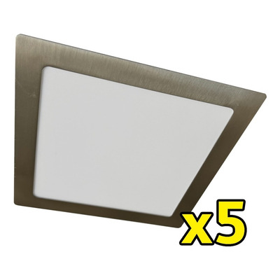 X5 Plafon Embutir Led 18w Acero Cuadrado Panel  Luz Desing