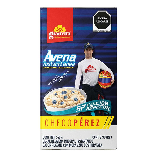 3 Pzs Granvita Avena Instantánea Plátano Con Mora Azul 240gr