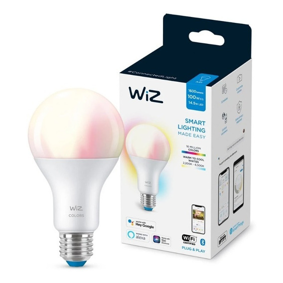 Foco Inteligente WiZ A21 luz cálida a fría y multicolor controlable por Wi-Fi - mayor intensidad de luz