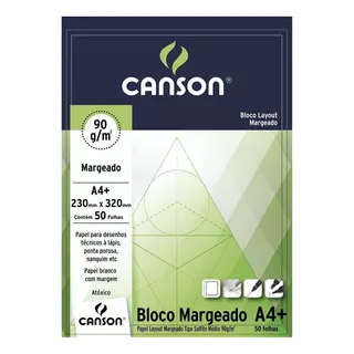 Bloco Papel Canson Layout Margeado A4+ 90g/m2 50 Folhas