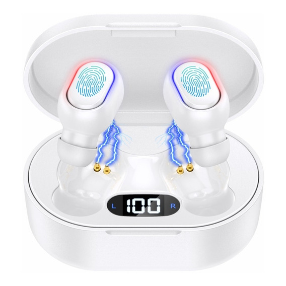 Audífonos in-ear inalámbricos Bluetooth 5.3 con Micrófonos  1Hora A8s TWS blanco