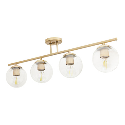 Plafon 4 Luces Barral Elyn Dorado Globo Transparente E27 