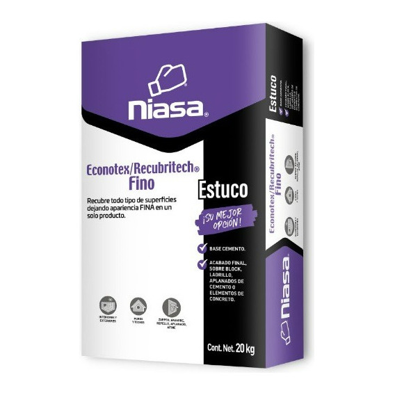 Niasa Estuco Bco Fino Econotex / Recubritech Acabado Fino 1p