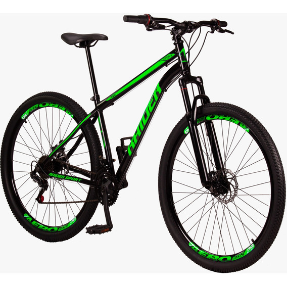 Bicicleta Rodado 29 Bikes Montaña C/ Amortig. Shimano Color Negro/verde Tamaño Del Cuadro Xl