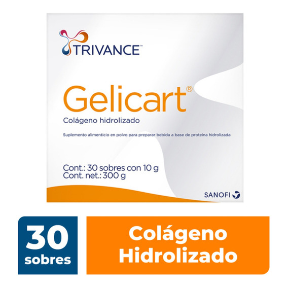 Caja Con 30 Sobres Colágeno Hidrolizado Gelicart Con 10g C/u