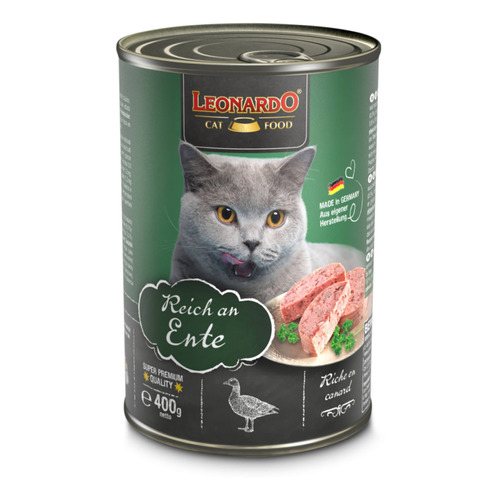 Alimento Leonardo Quality Selection para gato adulto sabor pato en lata de 400g
