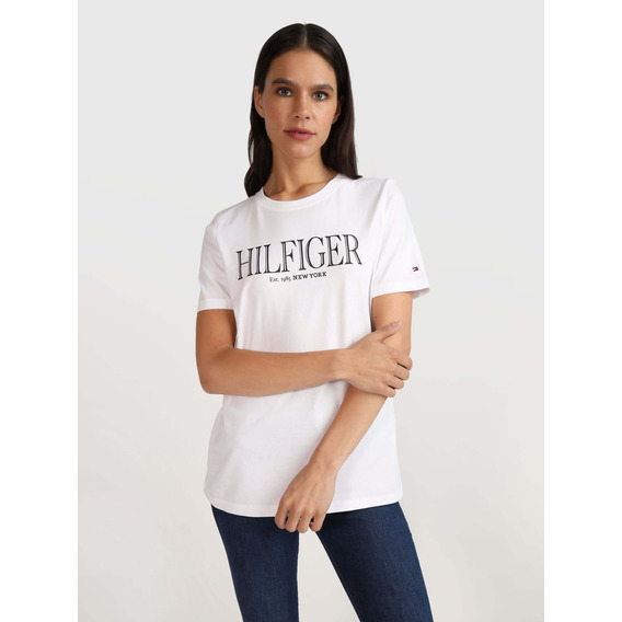 Playera Con Logo Estampado De Mujer Tommy Hilfiger Blanco