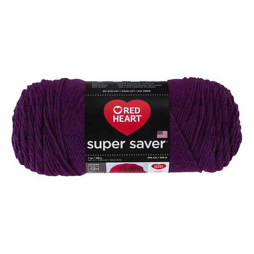 Estambre Acrílico Liso Super Saver Red Heart Coats Color 0776 Dark Orchid