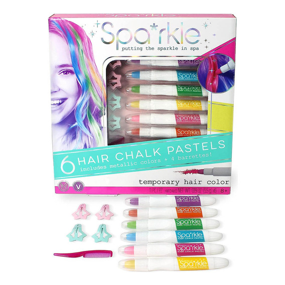 Kit De 6 Tizas Para Pelo Colores Pastel Y Brillantes El Rey