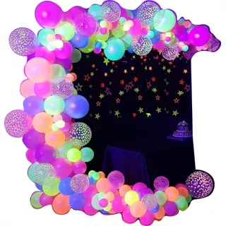 50 Balão Bexiga Festa Neon +  Confete -  Decoração Festa