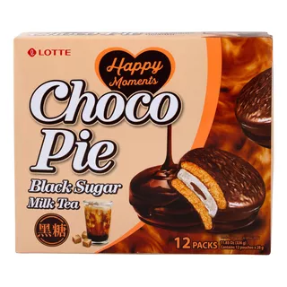 Lotte, Choco Pie Brown Sugar Milk Tea 12 Pzas, 336 G