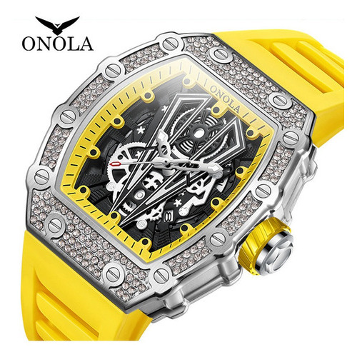 Reloj Onola Business Diamond Con Calendario Luminoso Color De La Correa Silver Yellow