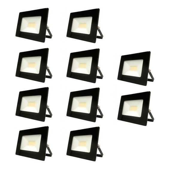 Pack 10 Foco De Área Led Exterior 10w Sec Cálidos