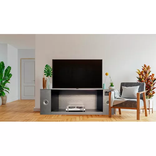 Mueble De Tv Modular Madera Con Sistema Parlantes Bluetooth