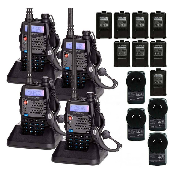 Kit 4 Unidades Handie Baofeng Bibanda Uv5ra Uhf Vhf Handy