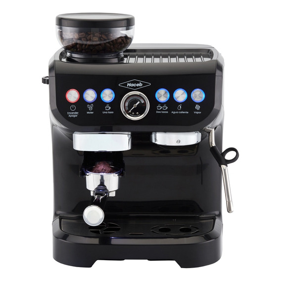Máquina De Café Haceb Con Molino Integrado Negra Color Negro