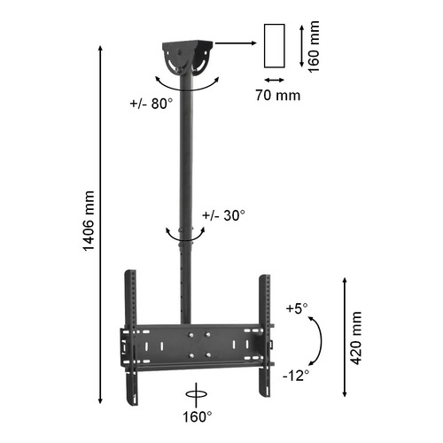 Soporte Led Lcd Techo Móvil Brazo 26 30 32 42 40 43 50 55 Con Inclinacion Y Giro De 180 Grados