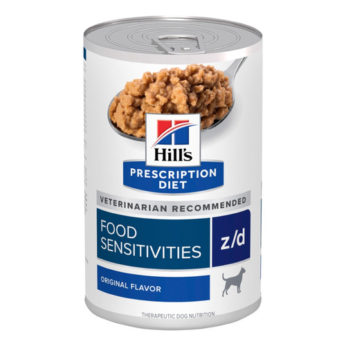 Alimento Hill's Prescription Diet Skin/Food Sensitivities z/d para perro de raza  pequeña, mediana y grande sabor mix en lata de 370g