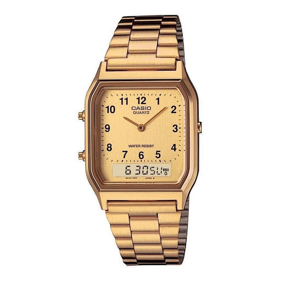 Reloj unisex Casio rectangular dorado AQ-230ga-9bmq