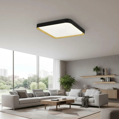 Plafon Cuadrado Led Galactic Negro Madera 45w Cct Lk