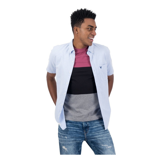 Camisa Hombre American Eagle Manga Corta Distintos Colores