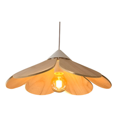 Lampara Colgante Madera Lombokxl Apto Led E27 Ad Madera Natural