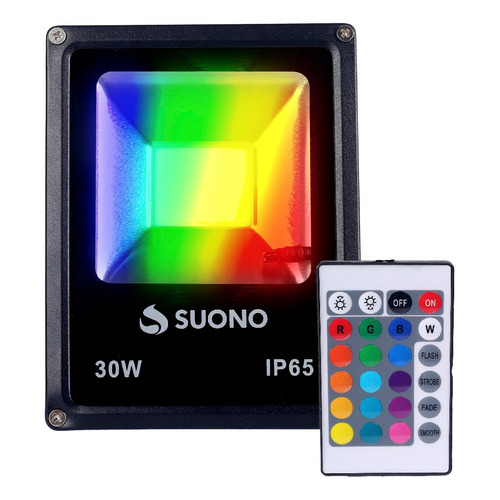 Reflector Led Rgb 30w Exterior 16 Color Control Remoto Ip65 Color de la carcasa Negro 220V