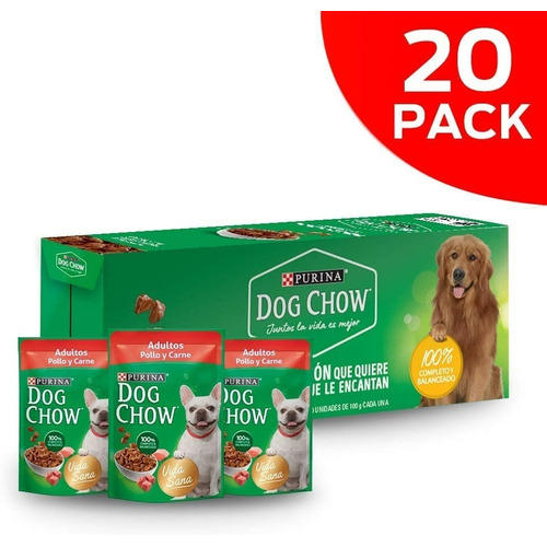 Purina® Dog Chow® Sobres Pollo Y Carne 20 Unidades 100g C/u