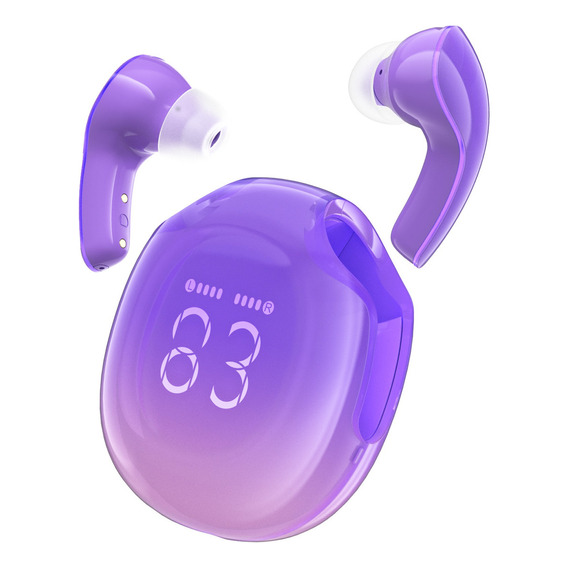 Acefast T9 Crystal Audífonos Bluetooth Cancelación De Ruido Color Violeta