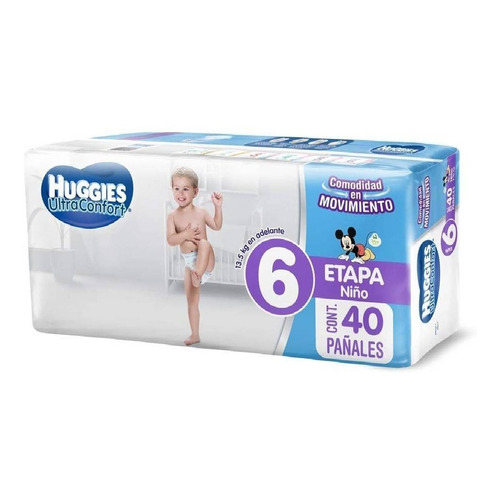 Huggies Ultraconfort, Pañal Desechable Etapa 6 Niño, 40pzs Género Hombre Talla Grande (G)