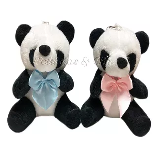 Mini Chaveiro Urso Panda De Pelúcia 9cm Com Laço - Jg12pçs